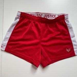 red justice sport shorts